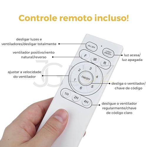 Ventilador Teto Retrátil 4 Pás Dourado Led Pás Transparente