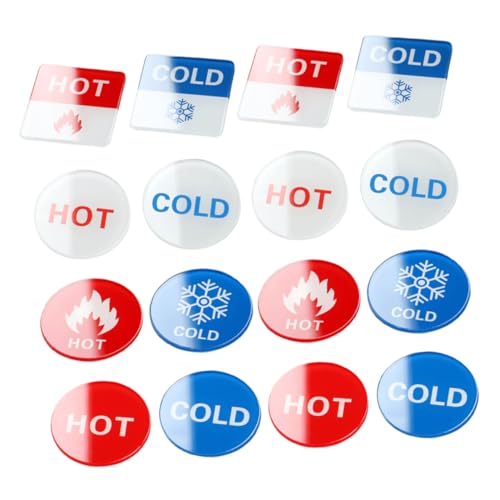 OUNONA 16個 アクリル製温冷水表示シール 蛇口用貼付サイン ホテル オフィス 浴室対応 温識別が簡単で工具不要の貼るだけ設置
