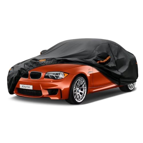 Kayme Sedan Car Cover Fit for BMW 1 Series (2013-2019) Automobiles All Weather Waterproof, Outdoor Cover Sun Rain Protection, with Lock and Zipper Doo