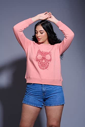 Image of Go Devil Stylish Trendy Regular Fit 100% Cotton Sweatshirt with Round /Crew Neck Full Sleeves, Casual Printed Winter Wear for Women /Girls