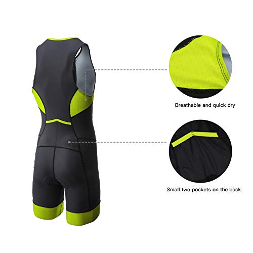 Catena Triathlon Suit Men Racing Tri Cycling Skin Suit Bike Swim Run (Green-Men, M) - Thumbnail 7