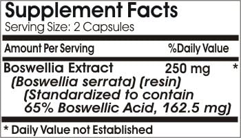 Boswellia Standardized Extract 250mg ~ 200 Capsules - No Additives ~ Naturetition Supplements
