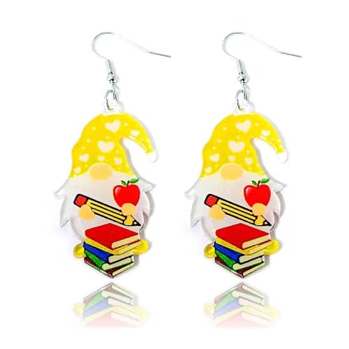 Azusa Sun Acrylic Teacher Earrings Cute Gnome Dangle Earrings Teachers Day Appreciation Gifts for Women