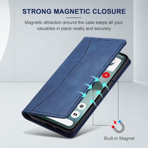 Image of Jasonyu Case for Nothing Phone 3 Leather Wallet Flip Cover with Card Holder,Kickstand, Magnetic Closure,TPU Shockproof Phone Case (Blue)