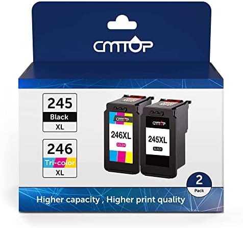 CMTOP Compatible Ink Cartridge Replacement for Canon Ink Cartridges 245 and 246, for Canon PIXMA MG2522 MG2520 MX490 MX492 MG2920 MG2922 IP2820 TS3122 MG2420 MG2922 Printer, 1 Black+1 Tri-Color