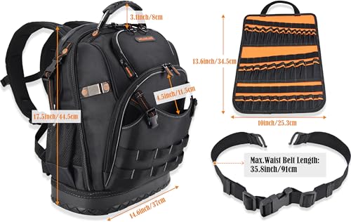 77-Pockets HVAC Tool Bag - Men's Electrician Backpack - Image 9