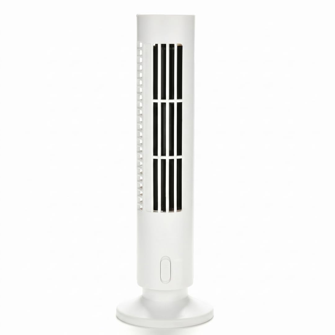 Vistnale Desk Tower Fan|Small Tower Fan, 2-speed Mini - Quiet Fans That Blow Cold Air, Energy-saving Usb Portable Fans For Desk, White (4.13x12.99 Inch)