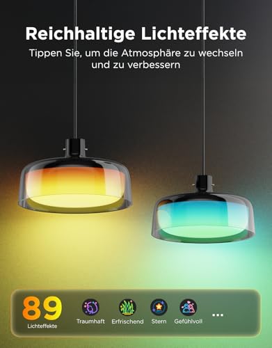 Govee Pendelleuchte, Smart RGBIC und Weißlicht-Hängelampe Esstisch, Drei Lichtringe Segmentierungskontrolle Pendant Light, Dimmable Esszimmerlampe Funktioniert mit Matter für Küche Esstisch 6
