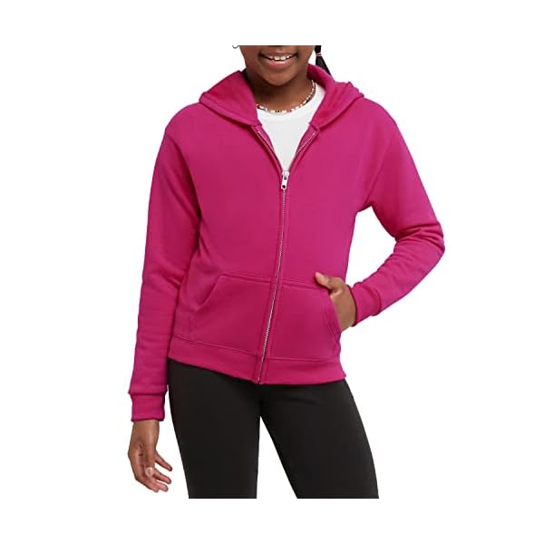 Hanes-Girls-Hoodie-EcoSmart-Girls-Full-Zip-Hoodie-Cotton-Hoodies-for-Girls-Fleece-Zip-Jackets