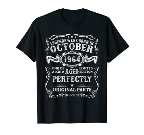 Hecho En Octubre 1964 58 Años Cumpleaños Regalo Hombre Mujer Camiseta