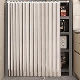 LQYDQSC Under Sink Curtain for Kitchen Cupboard - Dustproof Blackout Shelf Curtain with Self-Adhesive Silent Track, No Drilling Required, for Washing Machine, Pantry, Closet(Beige,100 * 200cm)