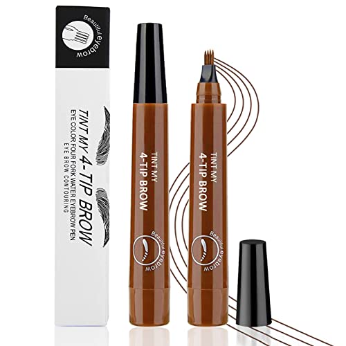 2PCS Brow Pencil Eyebrow Tattoo Pen Eyebrow Pencil with a Micro-Fork Tip Applicator Long Lasting Waterproof Smudge-Proof Microblading Eyebrow Pen Creates Natural Looking Eyebrow(01#Light brown)