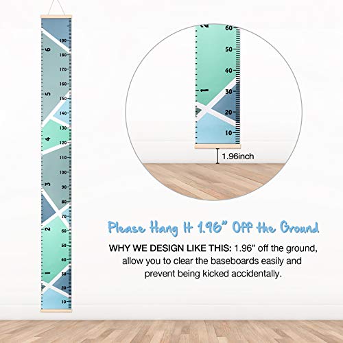 Growth Charts For Kids, Harebe Removable Canvas Wall Hanging Growth Height Chart For Home Decoration, Ruler Wall Decor For Kids, Child Boy Girl - Macaron Blue #TOP3