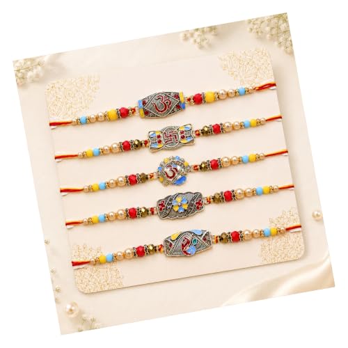 Image of TIED RIBBONS Rakhi for Brother Set of 5 with Tikka - Bracelet Rakhi for Brother Bhaiya Bhai Men Boys Kids - for Rakshabandhan