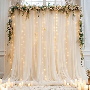 Miniatura 8 de Cortinas de telón de fondo de tul champán de 10 x 10 pulgadas para fiestas, cortina de telón de fondo transparente para fotos de boda, cortinas para