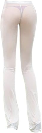 LinvMe Womens Sexy See Through Sheer Long Flare Pants Capris
