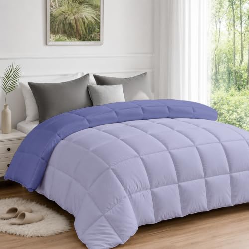 Image of AYKA Reversible Comforter 220 GSM Microfiber Reversible AC Comforter /Blanket for Winter /Quilt /Dohar /Duvets for King Size Blanket /Comforter Double Bed (Lavender & Blueberry, 90 * 100)