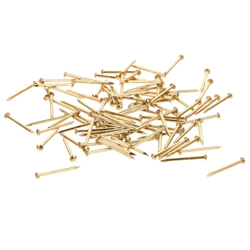 MERRYHAPY 100 Clavos de Latón Dorado de Cabeza Redonda Estilo Vintage para Muebles y Cajas Decorativas, Fácil Instalación y Función de Sujeción para Bricolaje Hogar
