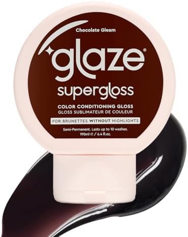 Glaze Supergloss Color Conditioning Gloss – Hydrating Semi-Permanent Color Hair Gloss & Shine Boost – For Dark Brown Hair – 6.4 Fl Oz - Chocolate Gleam
