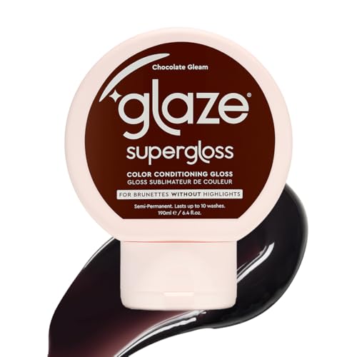 Glaze Supergloss Color Conditioning Gloss – Hydrating Semi-Permanent Color Hair Gloss & Shine Boost – For Dark Brown Hair – 6.4 Fl Oz - Chocolate Gleam