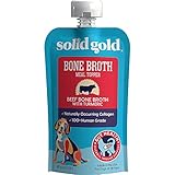 Solid Gold Beef Bone Broth for Dogs - Grain Free Dog Food Topper Rich in Collagen and Superfoods - Nutrient Dense Dog Gravy Topper for Dry Food - Promotes Gut Health and Hydration - Single