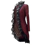 Gothik Jacke Frack Spitze Und SchnüRung Elegant Midi Skate Rock Vintage Korsett Lang Festlich Hochzeit Cocktail Langrock Gotische Kleidung Steampunk Schwalbenschwanz Langen Grabenmantel Frau Lange Mantel, GeschäFt Blazer Jahrgang Schlank Tasten BüRo DraußEn AnzüGe Formal Klassisch Einfachheit Bluse Winter Ol Stil