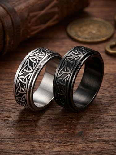 Image of Norse Code Collection Stainless Steel Rings For Men And Boys Anniversary Birthday Gifts