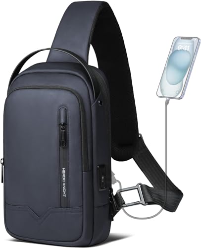 Sacoche homme imperméable bleue hk pour iPad 11.3 pouces avec port USB de recharge