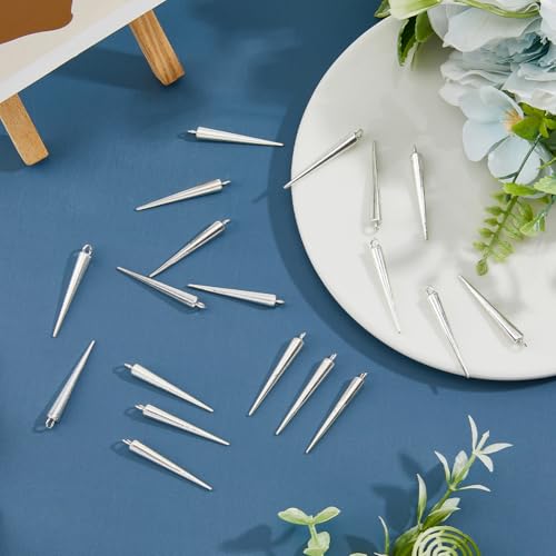 DICOSMETIC 60Pcs Zinc Alloy Cone Spike Punk Style Charms for Jewelry Making, Platinum - Image 4