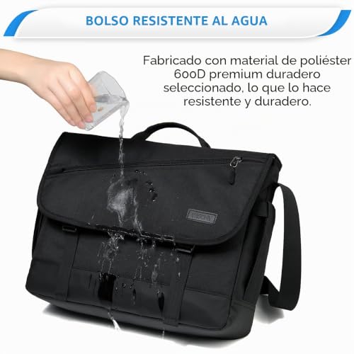 Bolsa portátil 15,6 pulgadas para viaje y negocios bolso bandolera de hombre para la oficina 6