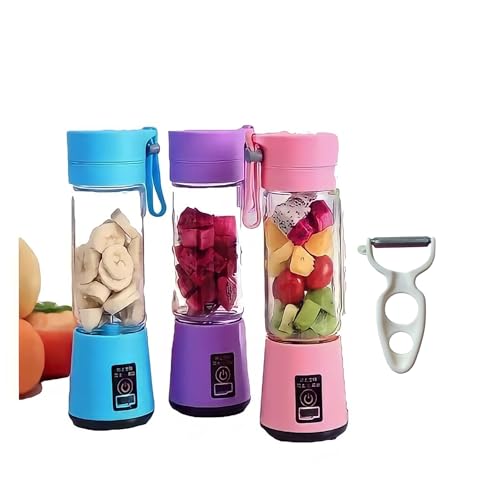 Batidora de Vaso Portátil y Pelador Incluido - Batidora Compacta para Cocina, Exprimidor de Frutas y Verduras, Ideal para Smoothies y Batidos, Recargable y Fácil de Limpiar. Color Aleatorio (VASO)