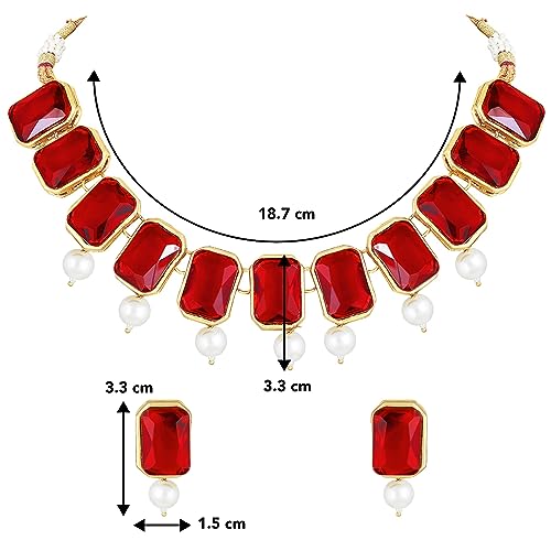 Image of Peora Traditional Crystal Necklace & Jewellery Set Gift for Women