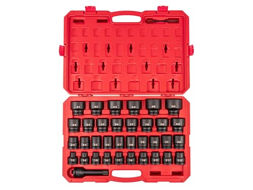 Image of TEKTON 3 /4 Inch Drive Socket Set, 37-Piece | SID93418 | (13 - 50 mm), Shallow, 6-Point, Case