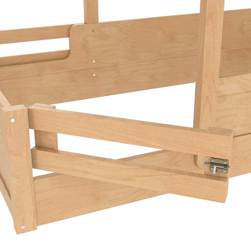 Twin Size Floor Bed for Kids, Solid Wood House Floor Bed with Roof, Built-in Shelfe, and Free-installed Signboard, Montessori Floor Beds Frame for Kids, Boys, Girls, Childlike Design, Nature by Bellemave - Image 8