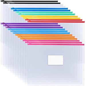 EOOUT 24 Stück Kunststoff-Umschläge mit Reißverschluss