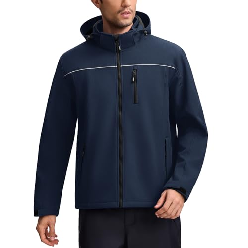 DERW Men's Waterproof Softshell Jacket,Windproof,Fleece-Lined,Perfect fpr Outdoor,Camping,Cycling,Hiking,Walking. (UK, Alpha, M, Regular, Regular