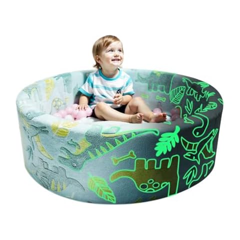 Foam Ball Pit with Velvet Cover,37x 11.8IN Large Soft Memory Sponage Foam Ball Pits for Toddlers Indoor and Outdoor Games, Glow in The Dark,Cute Dinosaur Ball Pit for Gift, (Ball not Included) Cover