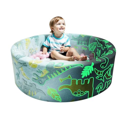 Image of Foam Ball Pit with Velvet Cover,36x 11.8IN Large Soft Memory Sponage Foam Ball Pits for Toddlers Indoor and Outdoor Games, Glow in The Dark,Cute Dinosaur Ball Pit for Gift, (Ball not Included)