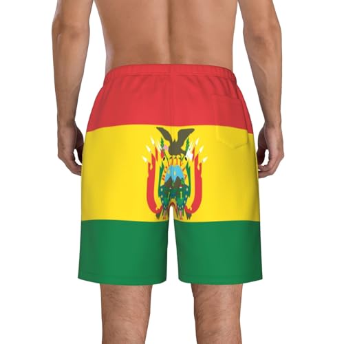 Flag of Bolivia Men's Beach Pants-Quick-Dry & Comfortable Mens Beach Shorts for Men, Perfect for Surfing and Everyday Wear White3