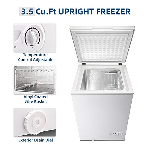 image for Kismile 3.5 Cubic Feet Chest Freezer with Removable Basket Free Standi