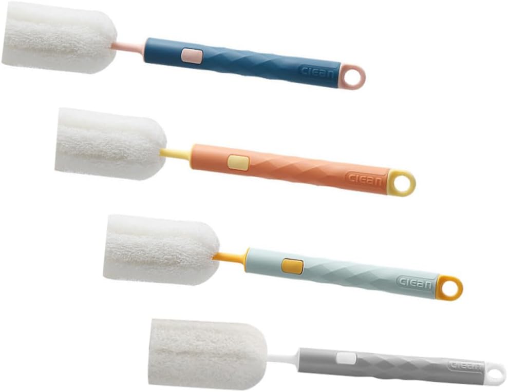Toddmomy 8pcs Detachable Bottle Cleaning Brush Handle Cup Cleaner for Household Use Rainbow Colors and Lightweight Design