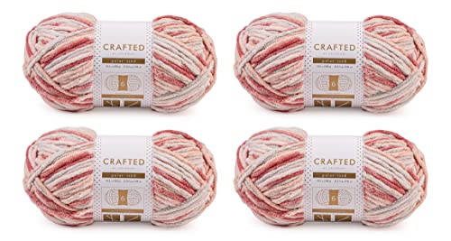 Image of Crafted By Catherine Blanket Multi Yarn - 4 Pack (213 Yards Each Skein), Pink Multi, Gauge 6 Super Bulky