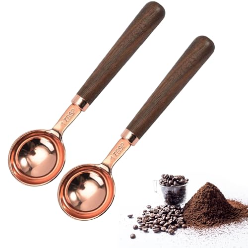 2 Pcs Coffee Spoon, Coffee Measuring Spoon, Wood Long Handle Coffee Bean Scoop Tea Scoop Ground Coffee Coffee Scoop Tablespoon Measure Spoon for Coffee/Milk Powder/Fruit Powder
