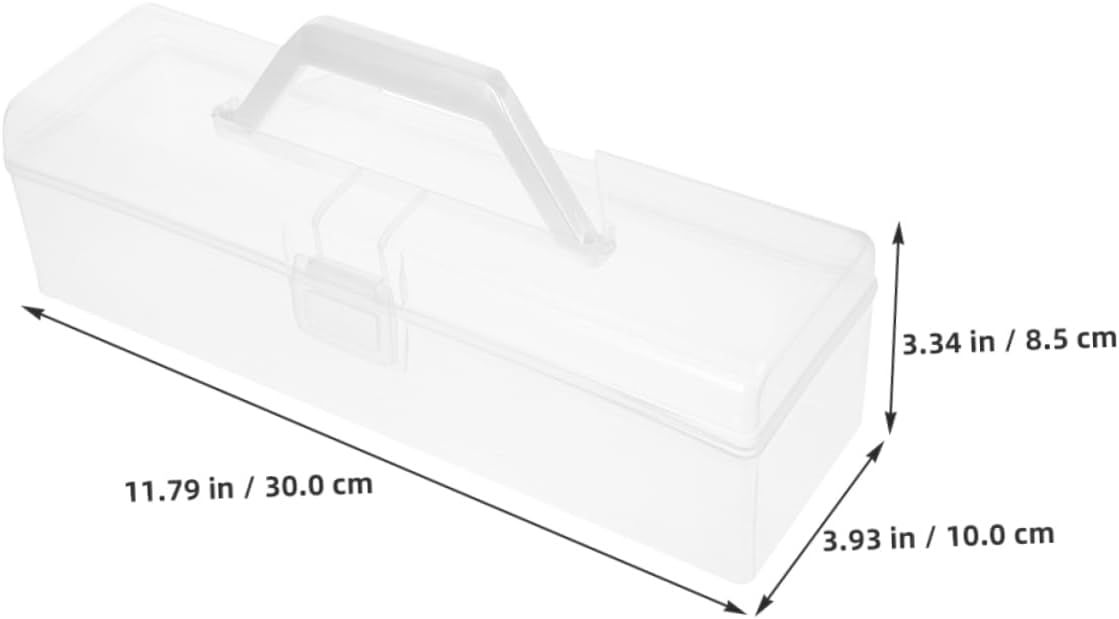 Veemoon 2pcs Clear Storage Box: Thickened Tool Box For Paint Brushes - Watercolor Brush Holder Organizer With Handle For Art Supplies Stationery Small Tools