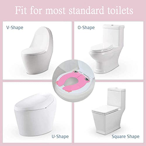 Image of Zollyss Toilet Potty Training Seat Cover, Travel Toilet Seat, Folding Non Slip Silicone Pads, Travel Portable Reusable Kids Toddlers Boys Girls, Carry Bag