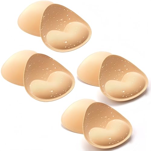 SDXCJY 4 Paar wasserdichter Badeanzug-BH, BH-Pads, herausnehmbare BH-Einsätze, bequem, selbstklebende Push-Up-BH-Einsätze, Brustvergrößerung für Bikini-Sport, beige, Einheitsgröße