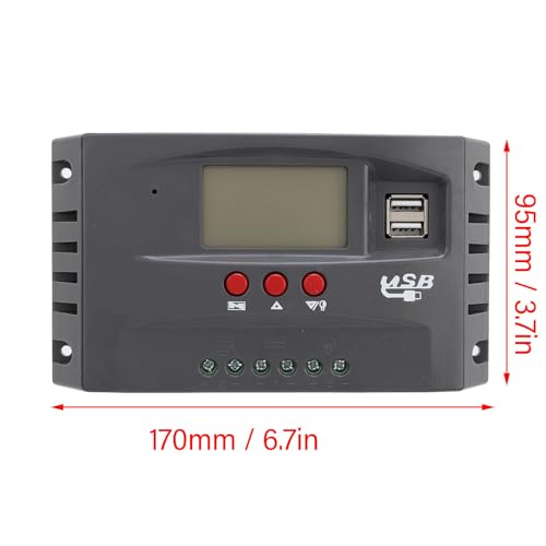 Controlador de Carga Solar MPPT, Regulador de Bateria de Painel Solar Multiuso 12V 24V de Alta Efici