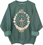 Marian Catholic Sweatshirt Virgin Mary Shirt Green