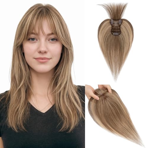 Hairro 100% Human Hair Toppers with Bangs, 360° Cover 3D