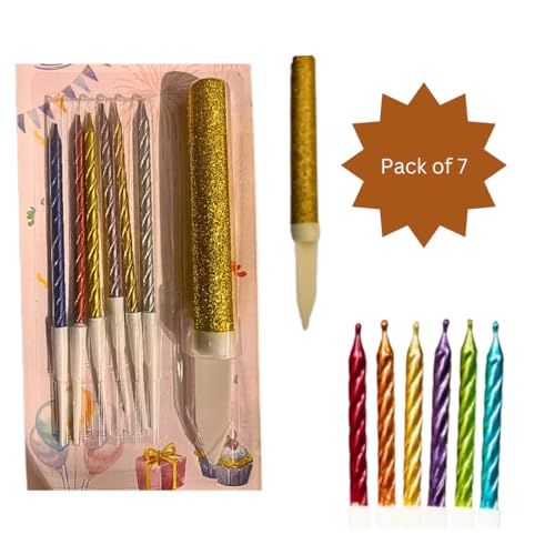 Image of Wanna Party Birthday Candle with Vibrant Assorted Multicolor Spiral Swirl Candle -Perfect for Parties, Cake Decorations & Celebrations-Set of 7
